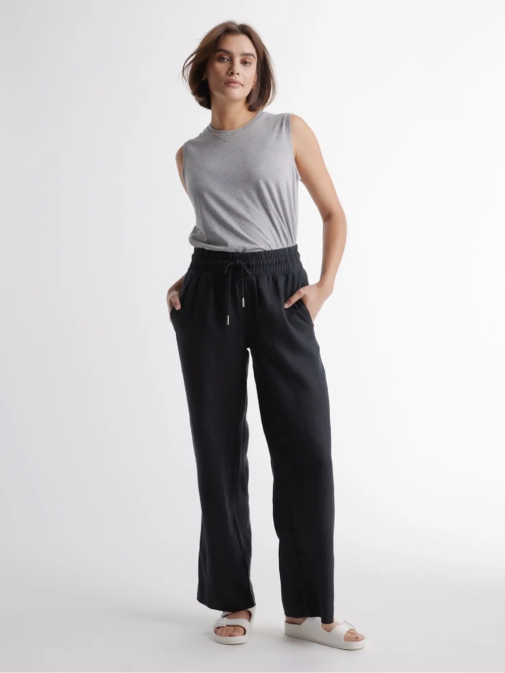 Quince 100% European Linen Wide Leg Pants Large